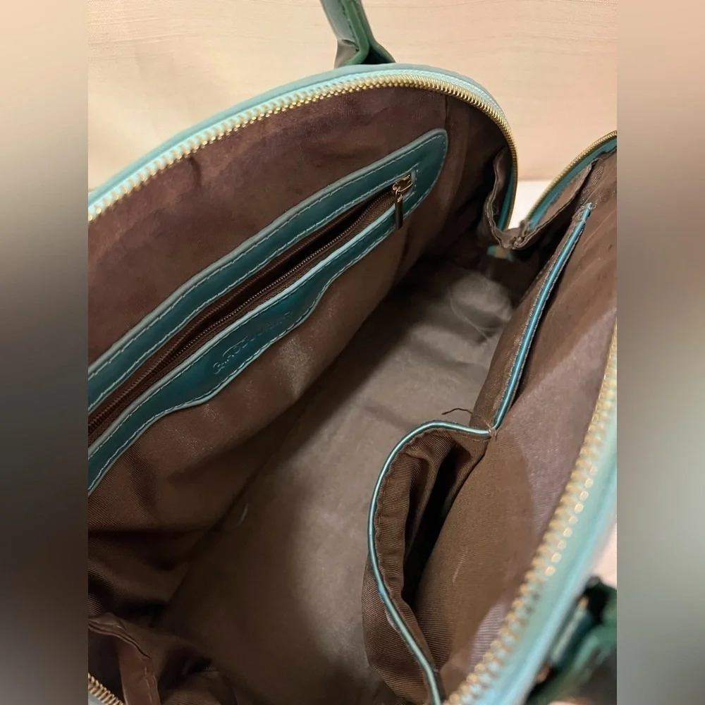 BOGO Elegant and Unique Blue and Green Floral Handbag Shiny Boho Nature ⚫️ - Picture 7 of 10